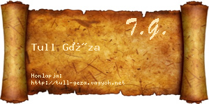 Tull Géza névjegykártya